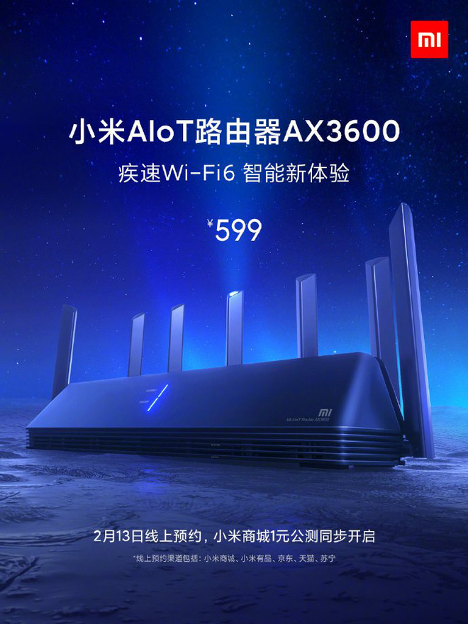 Xiaomi ra mắt router Wi-Fi 6, 7 ăng-ten, giá 1.99 triệu đồng